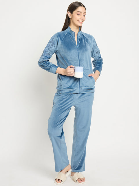 mSECRET Blue Mock Neck Night Suit
