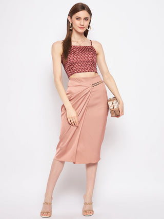 Madame Women Solid Camel Skirt