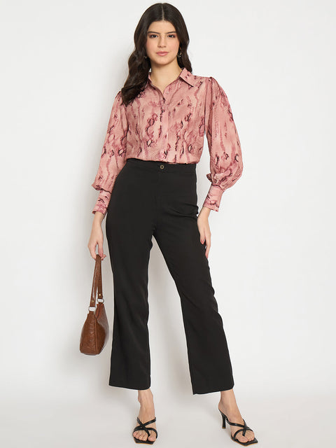 Madame All Over Printed Nylon Blend Pink Shirt