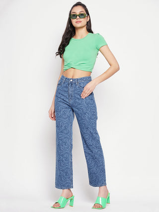 Madame Blue Printed Denim