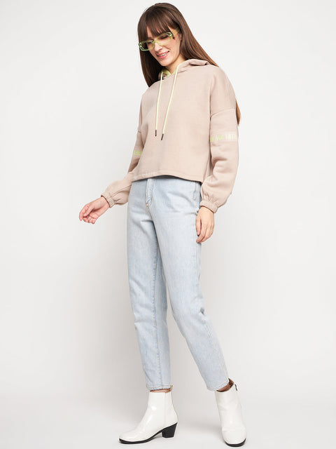 Madame Beige Hood Neck Sweatshirt
