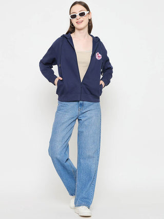 Madame Hooded Blue Sweatshirt with Zipper