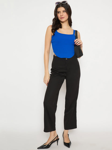 Madame Strap Neckline Royal Blue Knit Top