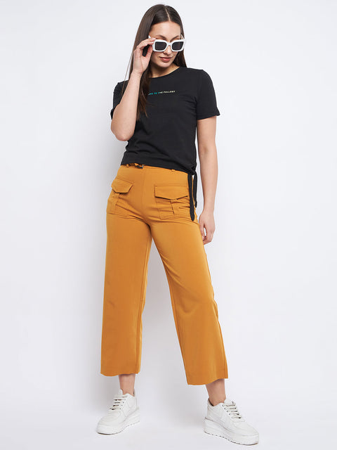 Madame Typography Black Side Knotted Top