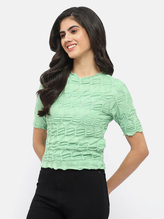 Madame Lettuce Hem Green Crinkled Top