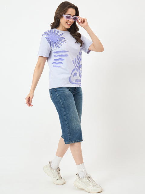 Madame Mauve Cotton Half-Sleeve Top