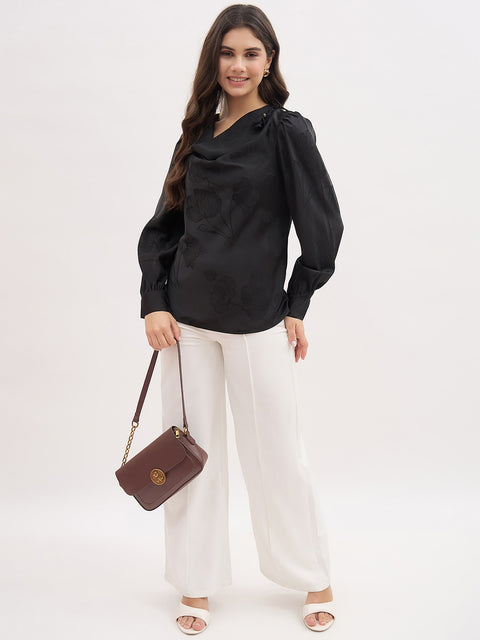 Madame Self Designed Satin Cowl Neck Top