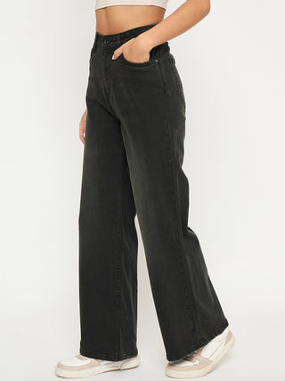 Madame Whiskered Charcoal Black Cotton Blend Jeans