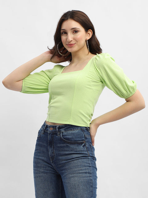 Madame Criss-Cross Back Neon Green Textured Top