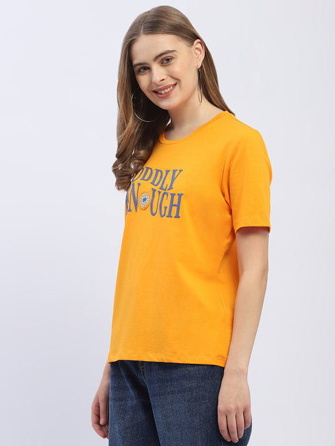 Madame Typography Orange Regular T-Shirt