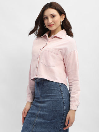Madame Solid Pink Denim Jacket