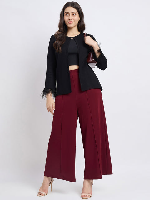 Madame Feather Trim Black Shrug