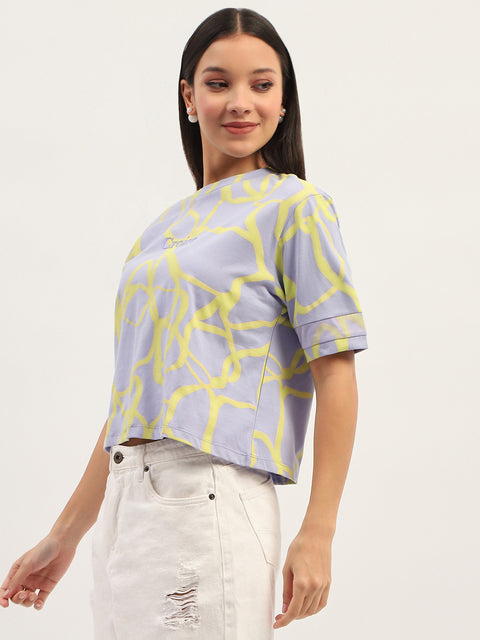 Madame Tie Dye Typography Adorned Cotton Mauve T-Shirt