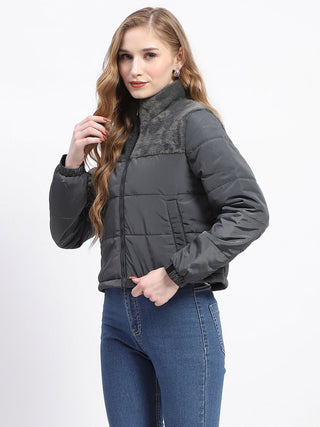 Madame Emerald Green High Neck Quilted Puffer Jacket