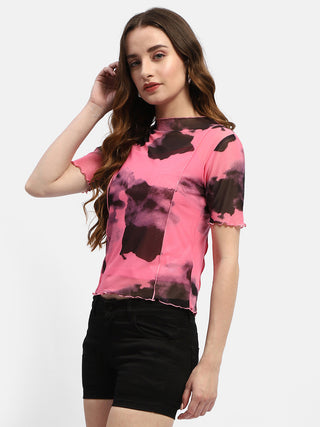 Madame Lettuce Hem Black Abstract Print T-Shirt