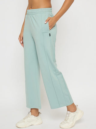 Madame Straight Fit Cotton Blend Mint Green Track Bottoms