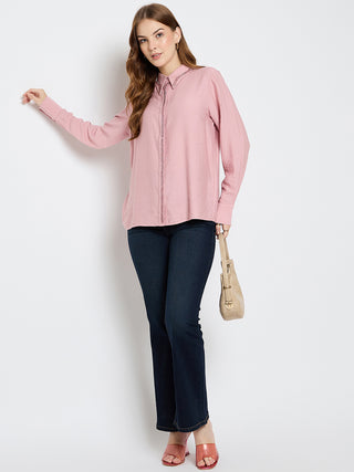 Madame Embellished Rayon Blend Pink Shirt