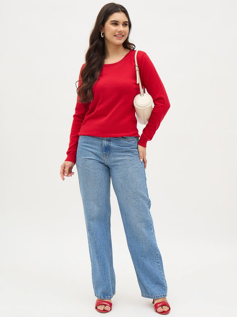 Madame Red Basic Pullover Sweater