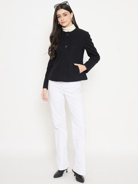 Madame Round Neck Black Short Coat