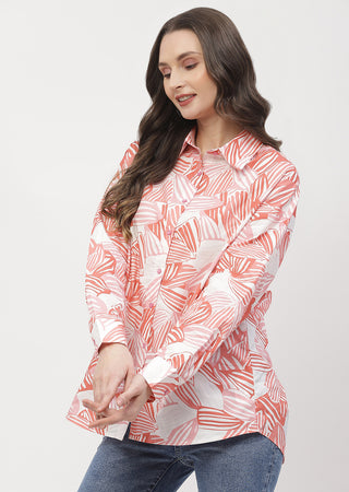 Madame Abstract Print Brick Orange Regular Shirt