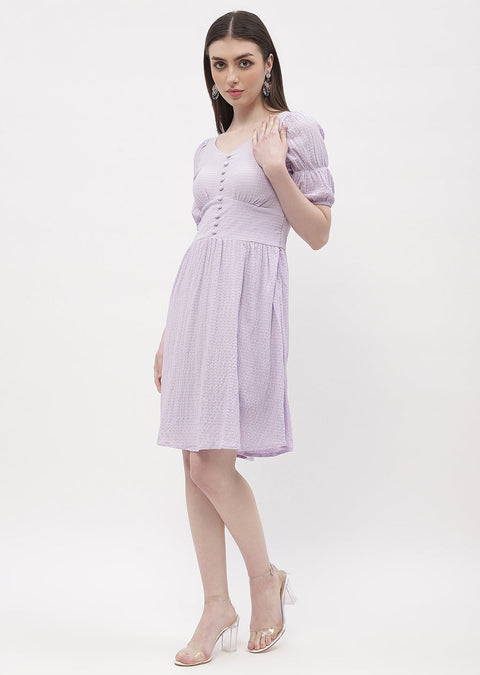 Madame Empire Waist Marie Sleeve Lavender A-Line Dress