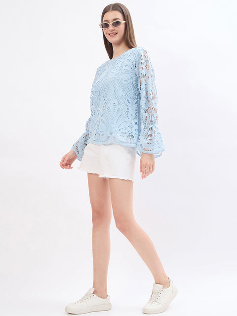 Madame Lace Powder Blue Top