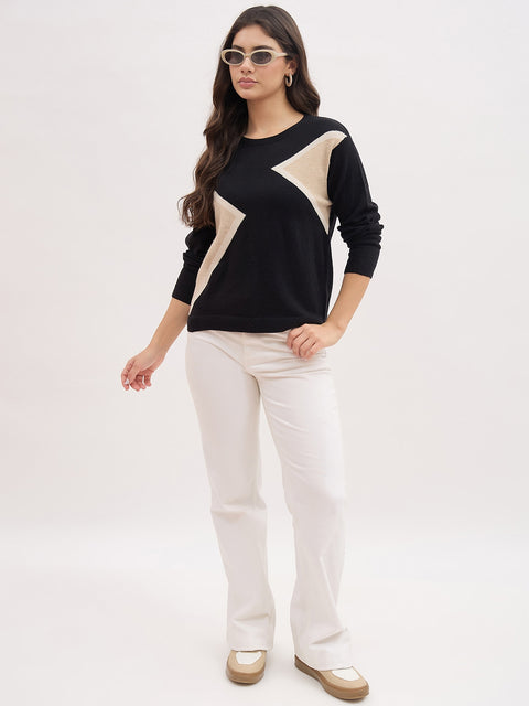 Madame Colourblock Black Knit Top