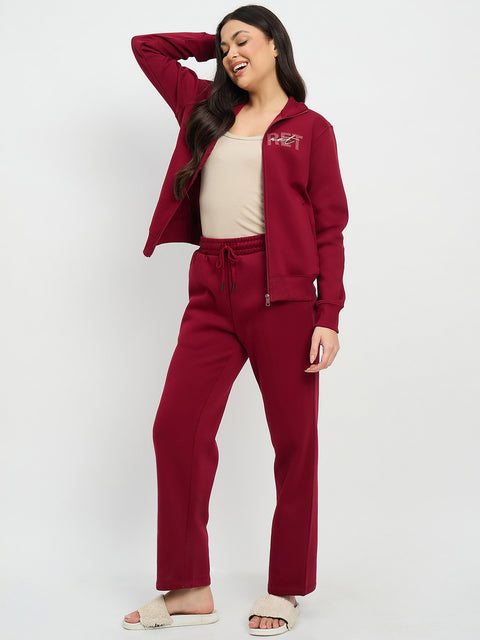 mSECRET Maroon Collared Night Suit