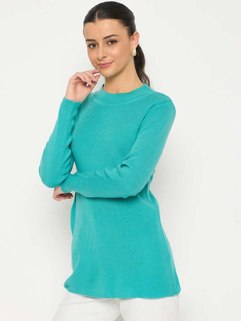 Madame Mock Neck Solid Sea Green Skeeve