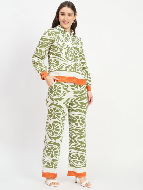 Madame Green Printed Rayon Blend Co-ord Set