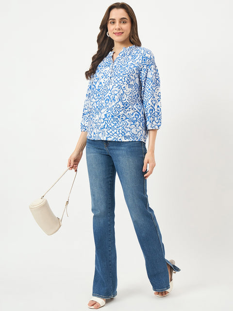 Madame Royal Blue Rayon-Blend Top