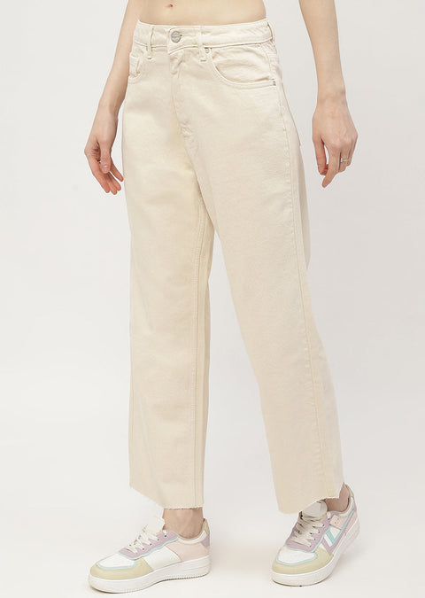 Madame Low Waist Beige Wide Leg Jeans