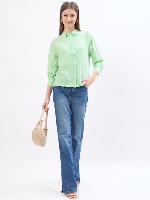 Madame Lace Detail Mint Green Shirt