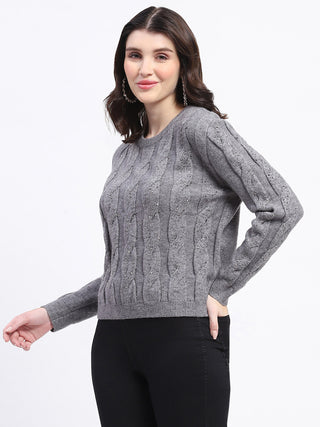Madame Grey Cable Knit Sweater