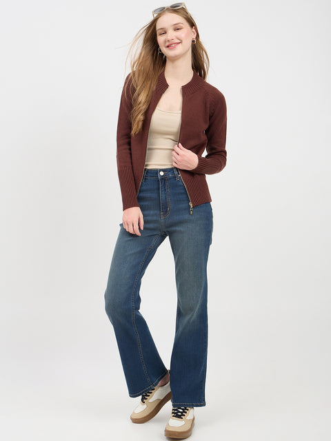 Madame Chocolate Brown Crew Neck Sweater