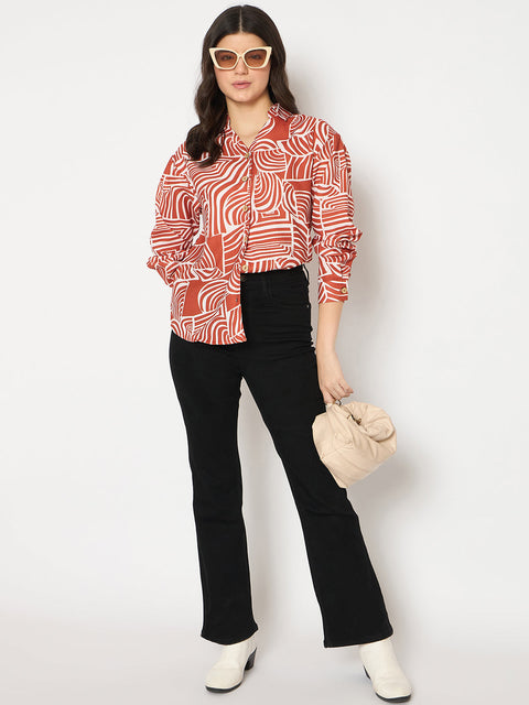 Madame All Over Print Rust Orange Shirt