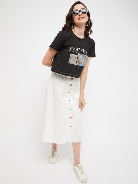 Madame Black Typography Cotton T-Shirt