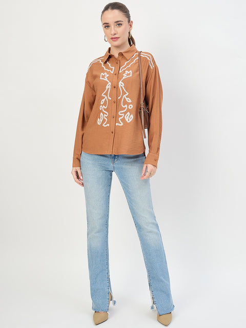 Madame Rust Embroidered Rayon Full Sleeve Shirt