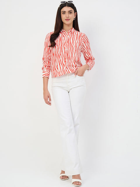 Madame Red Printed Rayon Shirt