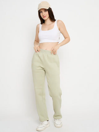 Madame Abstract Print Mint Green Tapered Track Bottoms