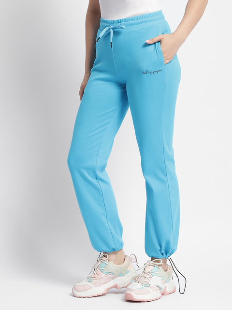 mSECRET Solid Blue Mid Rise Track Pants