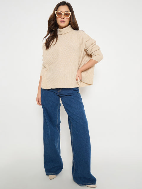 madame Mock Neck Fit and Flare Sweater