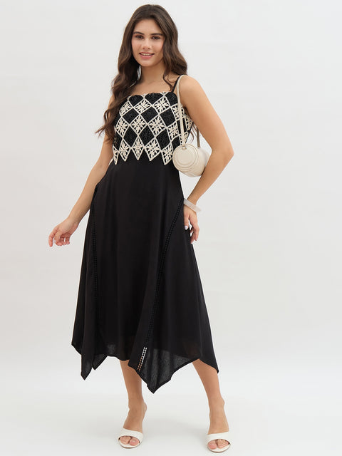 Madame Rayon Blend Crochet Overlay Dress