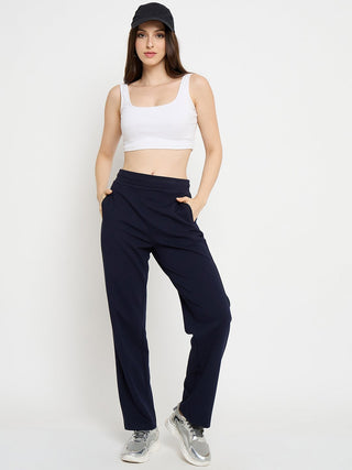 mSECRET Cotton Blend Navy Blue Straight Track Bottoms