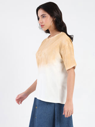 Madame Ombre Loose Fit Peach Oversize Cotton T-shirt