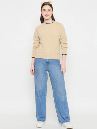 Madame Crew Neck Beige Sweater