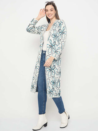 Madame Floral Print Multicolor Open Long Shrug