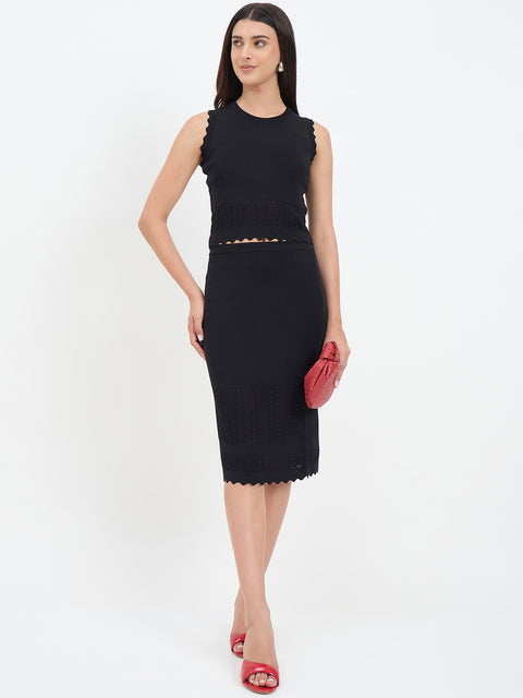 Madame Black Knitted Skirt Co-ord Set