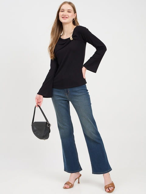 Madame Textured Black Top