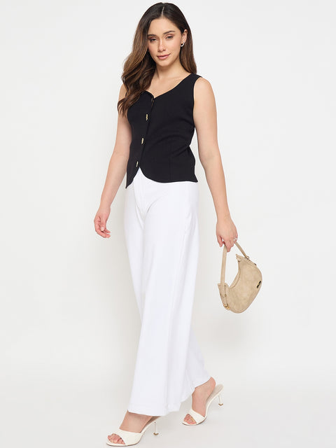 Madame Viscose Blend Black Knit Top